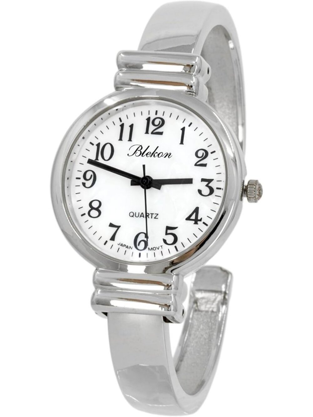 Women's Silver Analog Quartz Classic Solid Easy Read Bangle Cuff Bracelet Watch